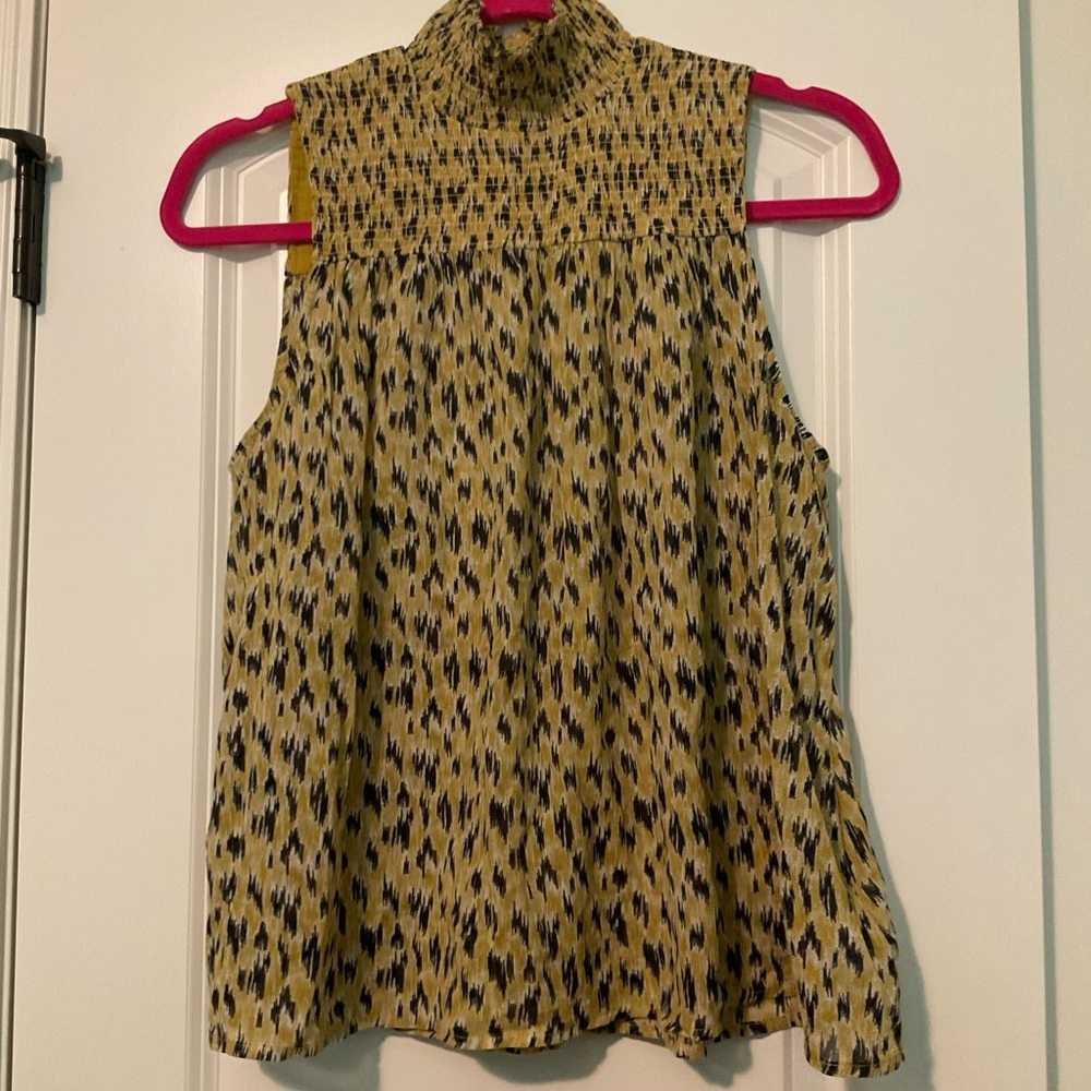 Joie Yellow and Black Sleeveless Blouse
